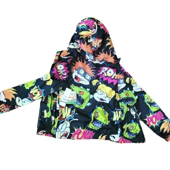 Nickelodeon Rugrats & Rocko Mash Print Windbreaker Full Zip Jacket Kids M - Picture 5 of 5